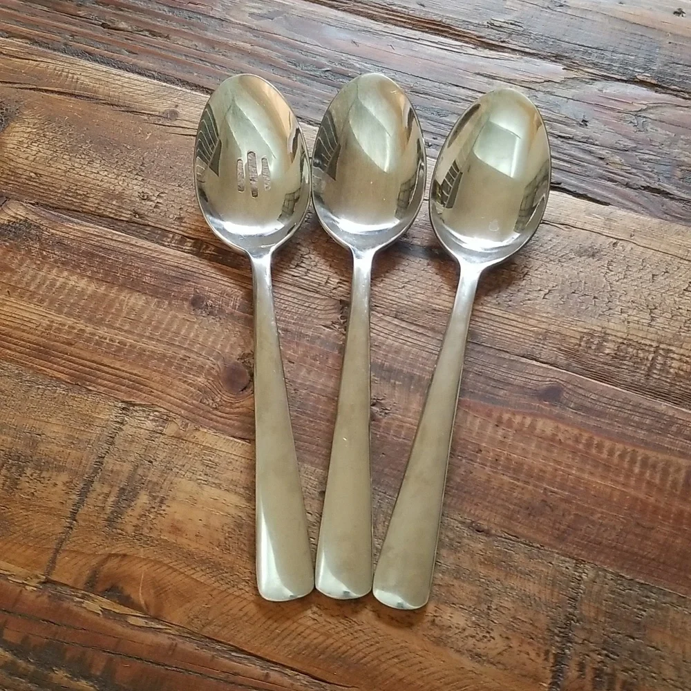 Oneida 3 Pc Large Spoon Set One Slotted
